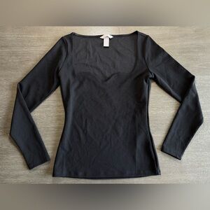 H&M Black Long Sleeve Shirt Sweetheart Neckline S